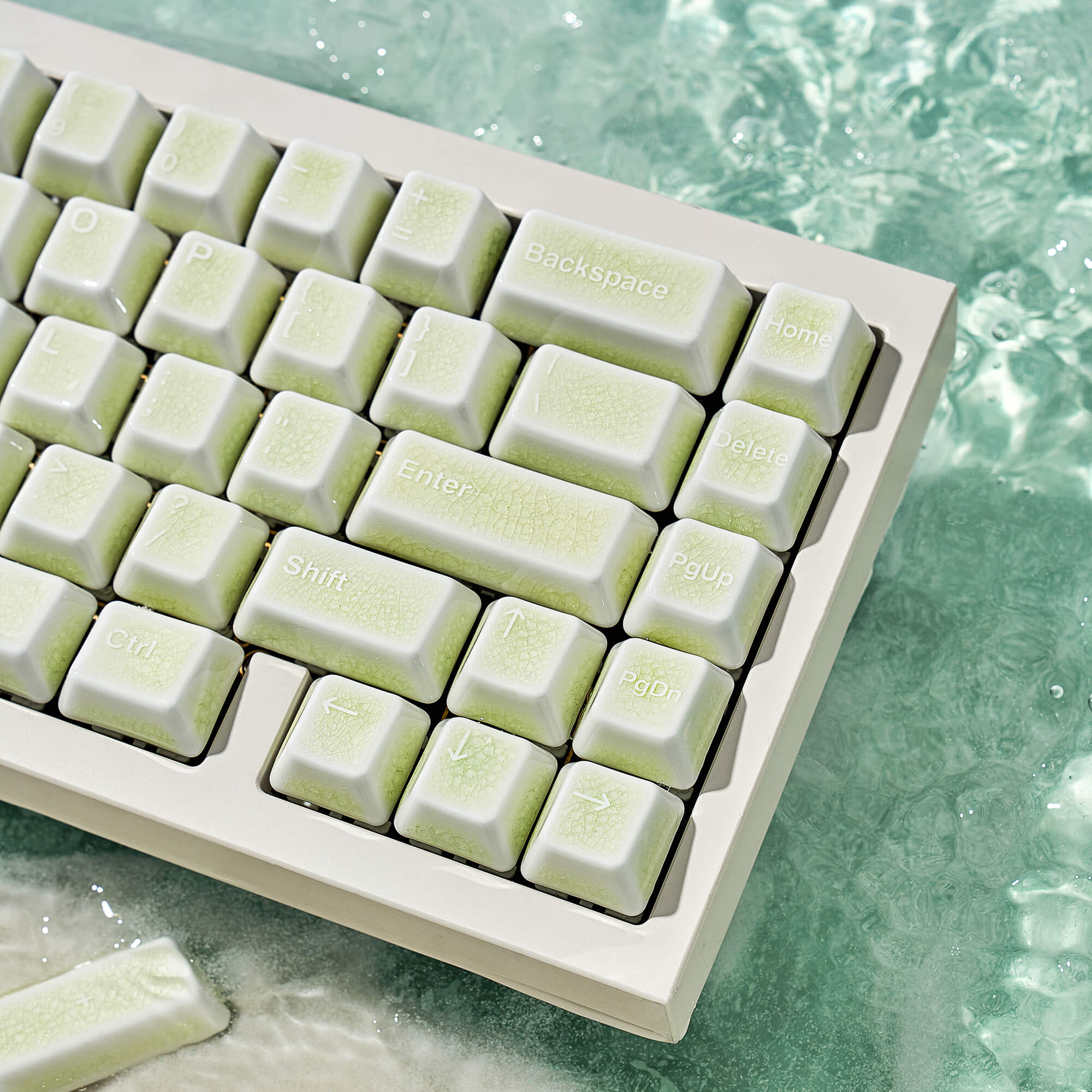 Conjunto Completo de Keycaps de Cerâmica – Green Crazed