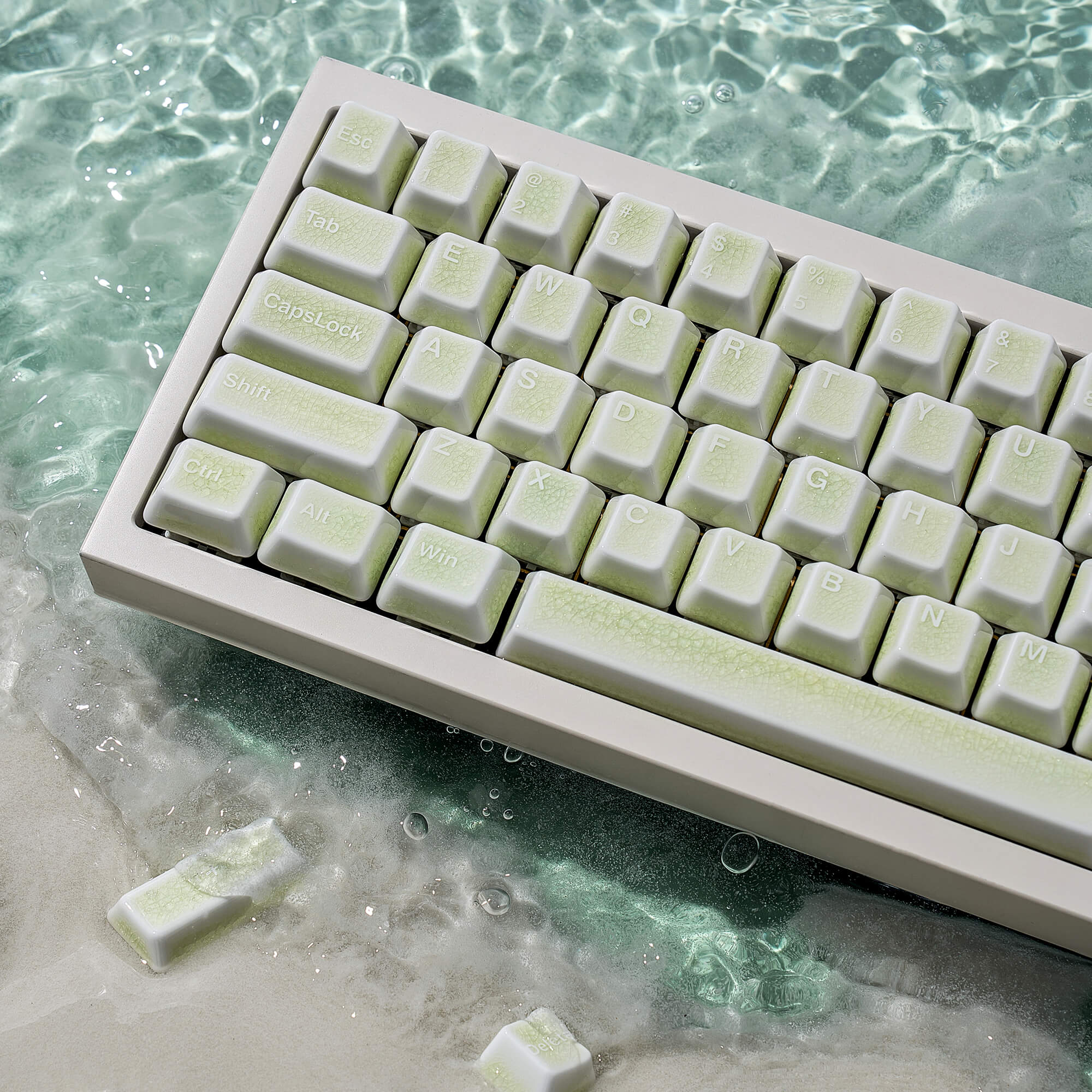 Conjunto Completo de Keycaps de Cerâmica – Green Crazed