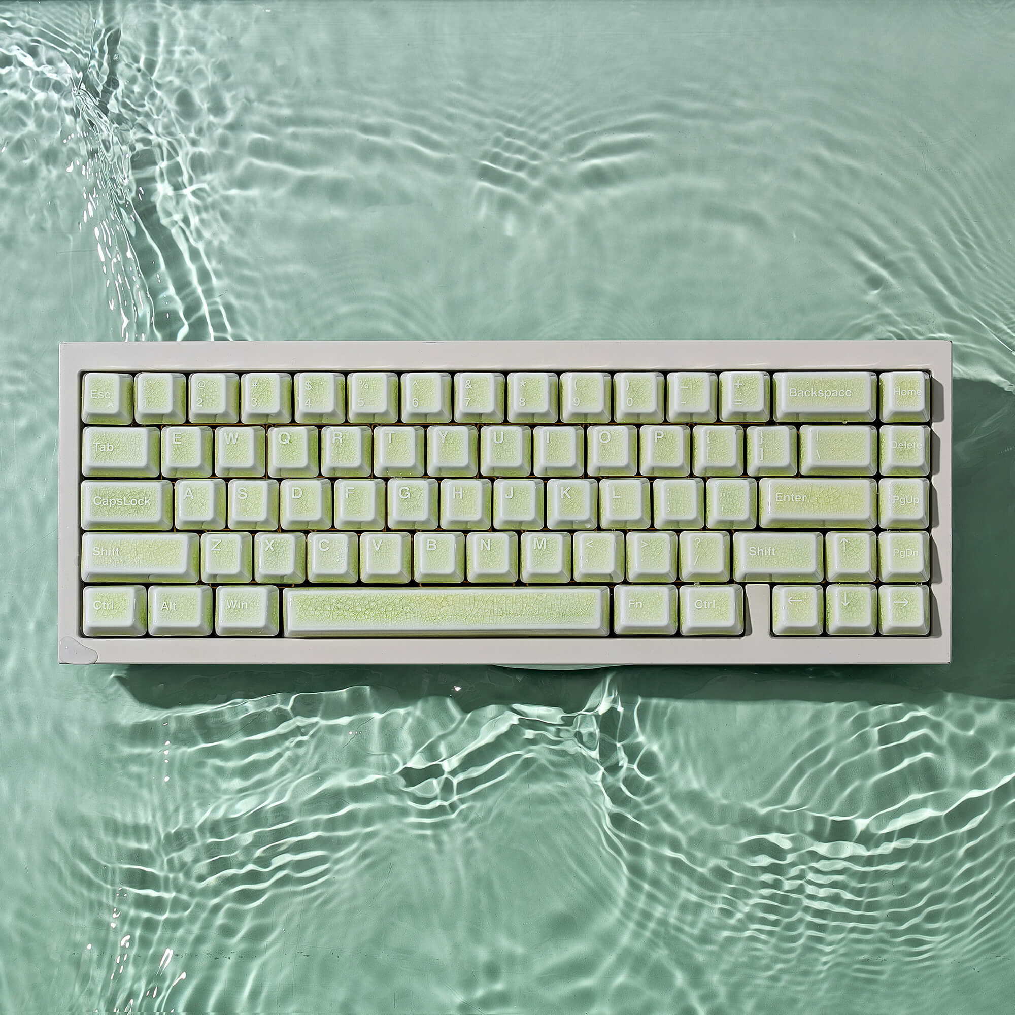 Conjunto Completo de Keycaps de Cerâmica – Green Crazed