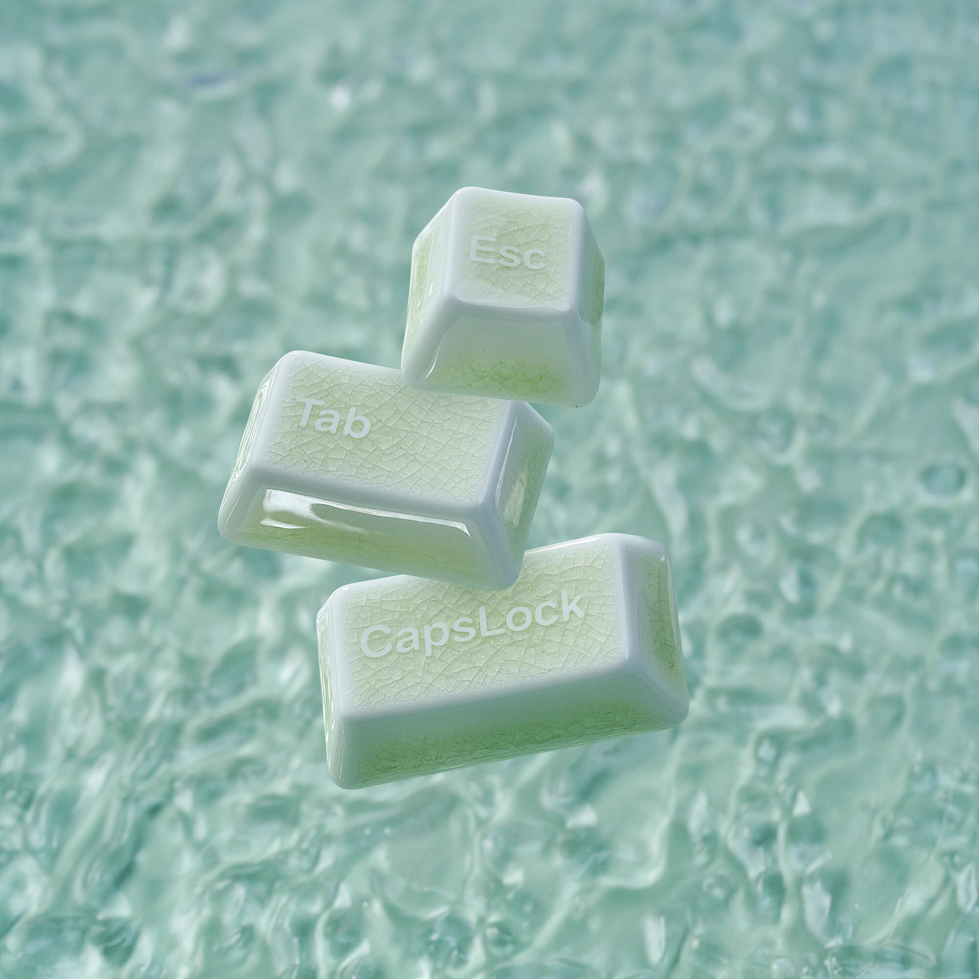 Conjunto Completo de Keycaps de Cerâmica – Green Crazed