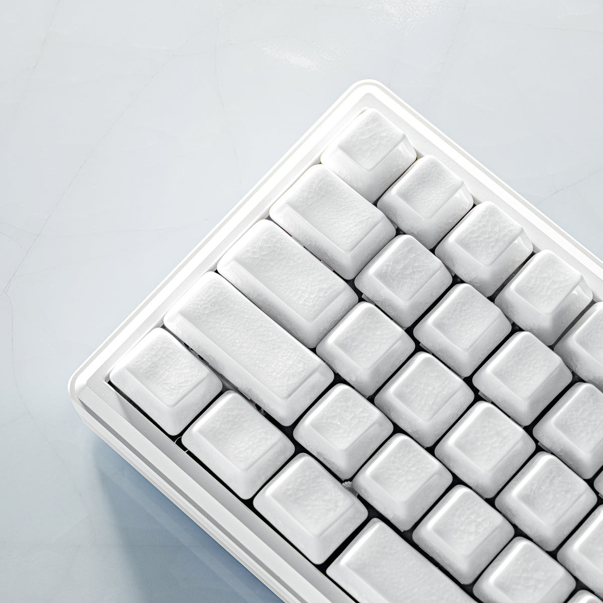 Ceramic Keycapos Ceramic Keycaps Full Set-White Crazed
