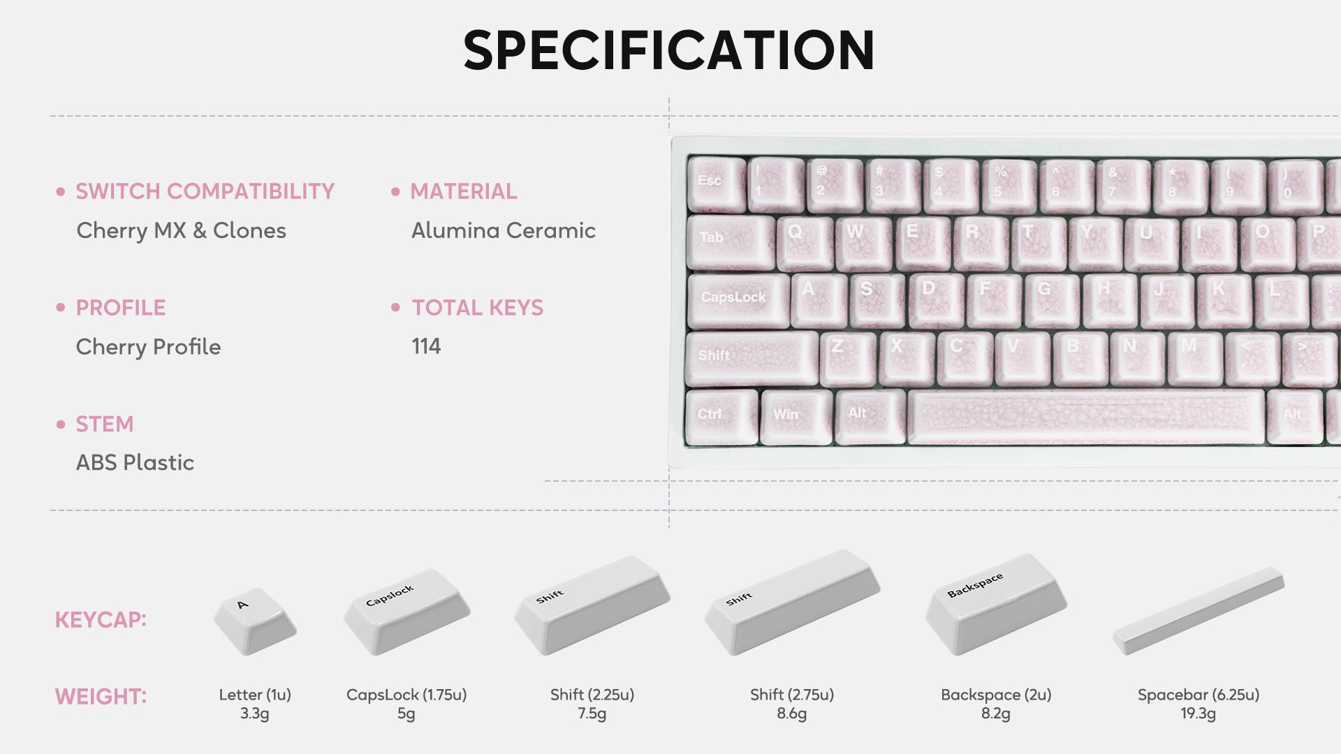 Ceramic Keycap Full Set V2-Pink Crazed