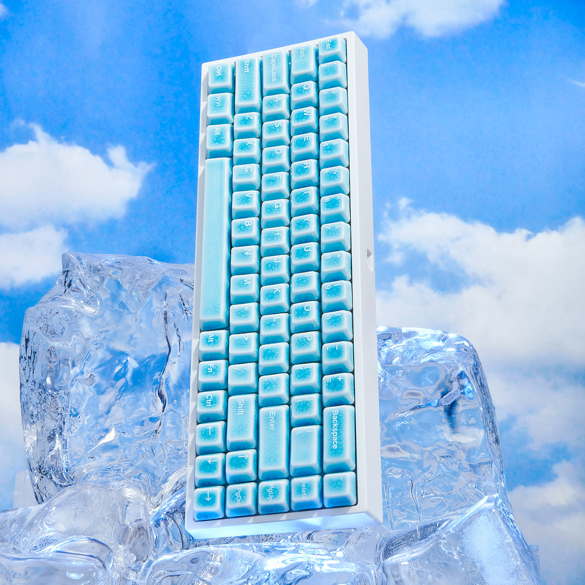Cermic Keys 114 Keys Blue Crazed Ceramic Keycaps Set | Cerakey