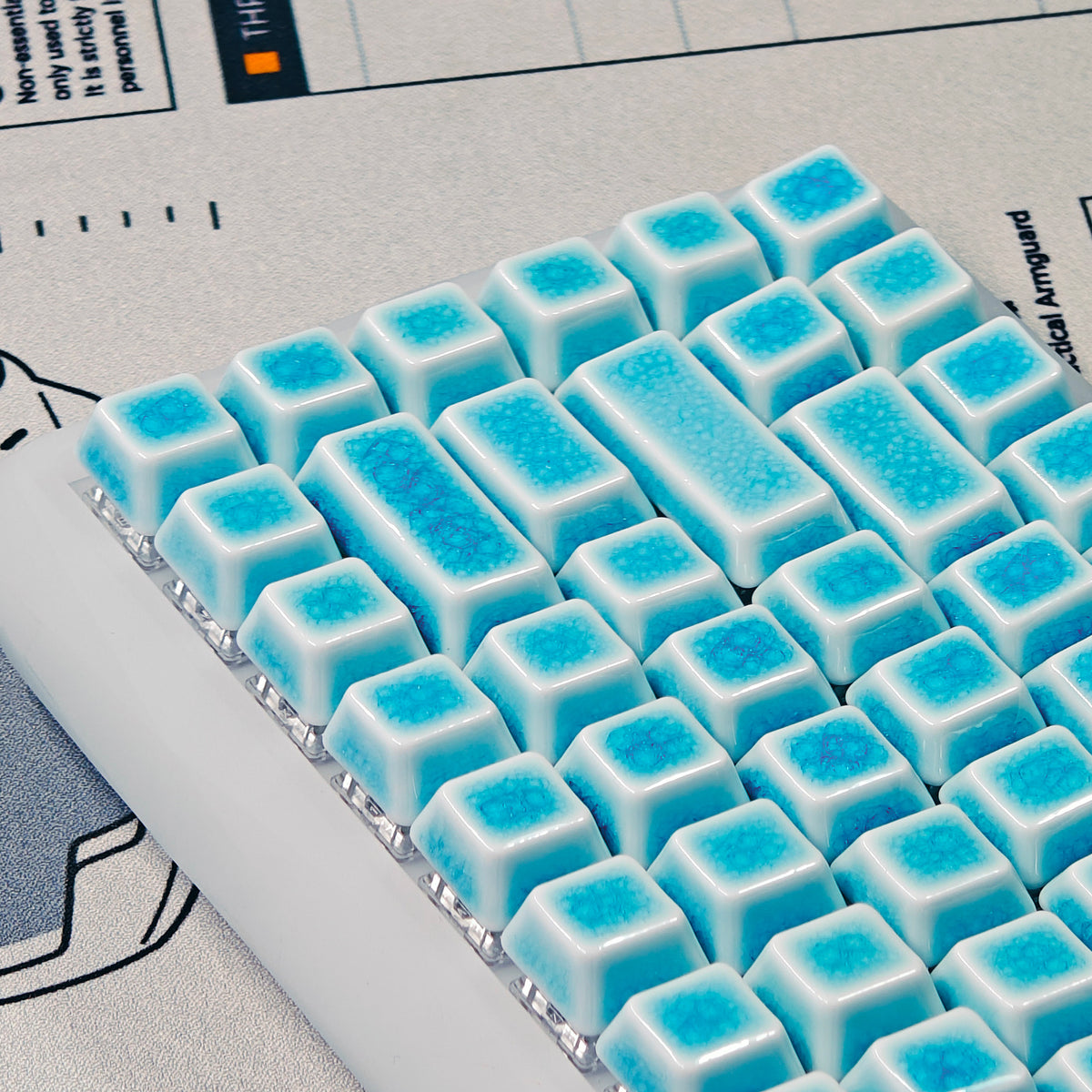 Cermic Keys 114 Keys Blue Crazed Ceramic Keycaps Set | Cerakey