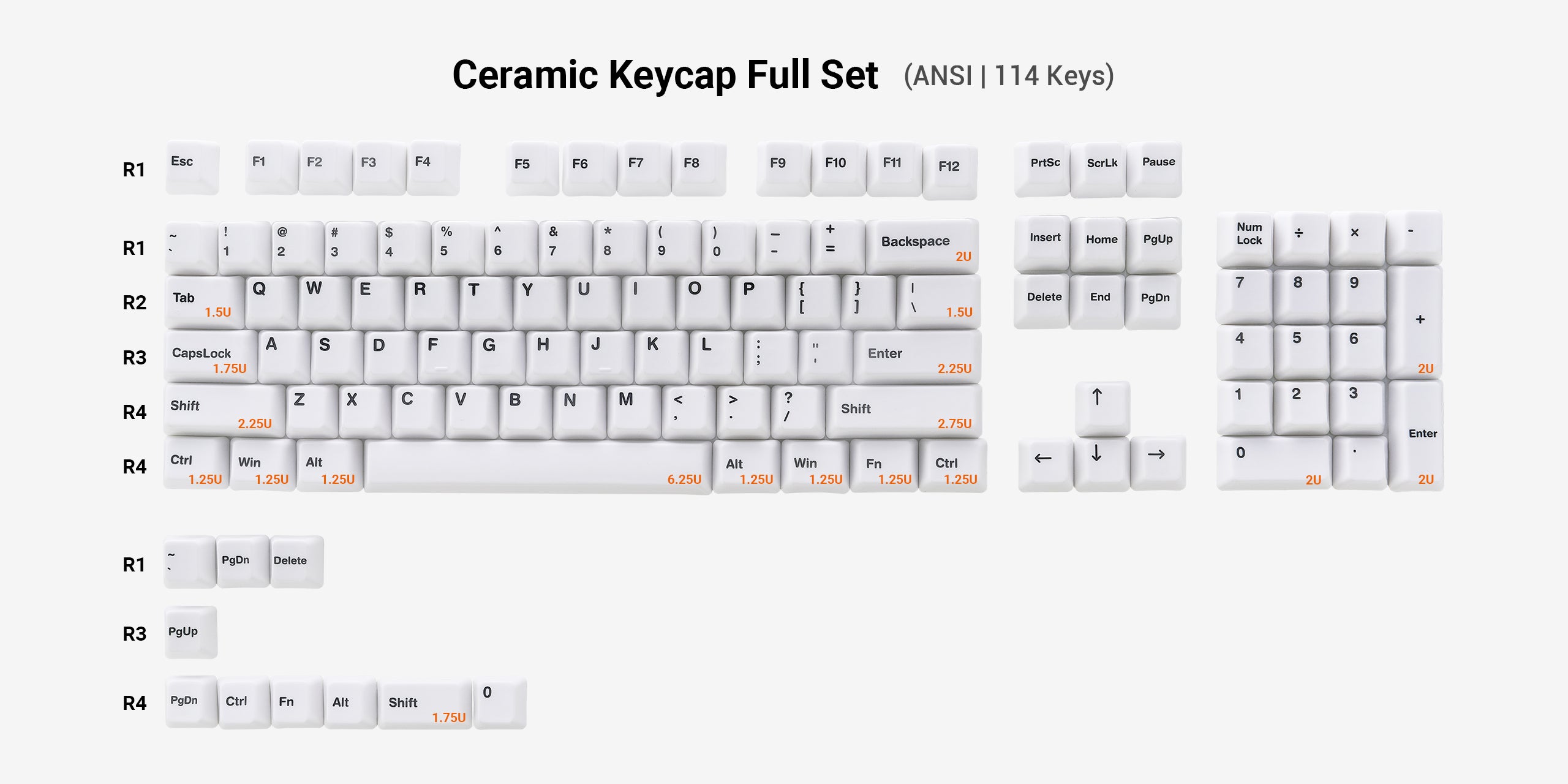 Ceramic Keycap Full Set V3-Matte White