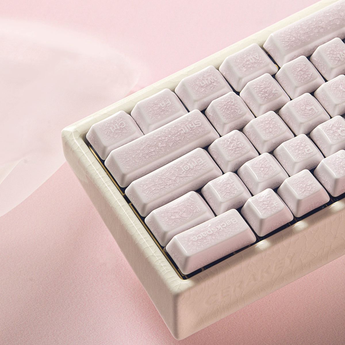 Rounded Ceramic Keycaps Ceramic Keycap Full Set V2-Pink Crazed