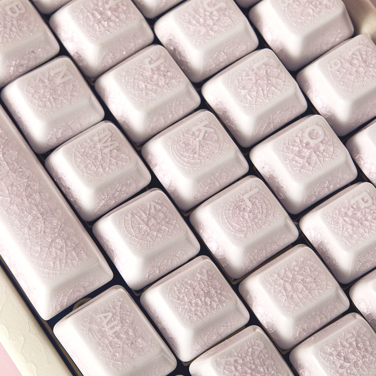 Rounded Ceramic Keycaps Ceramic Keycap Full Set V2-Pink Crazed